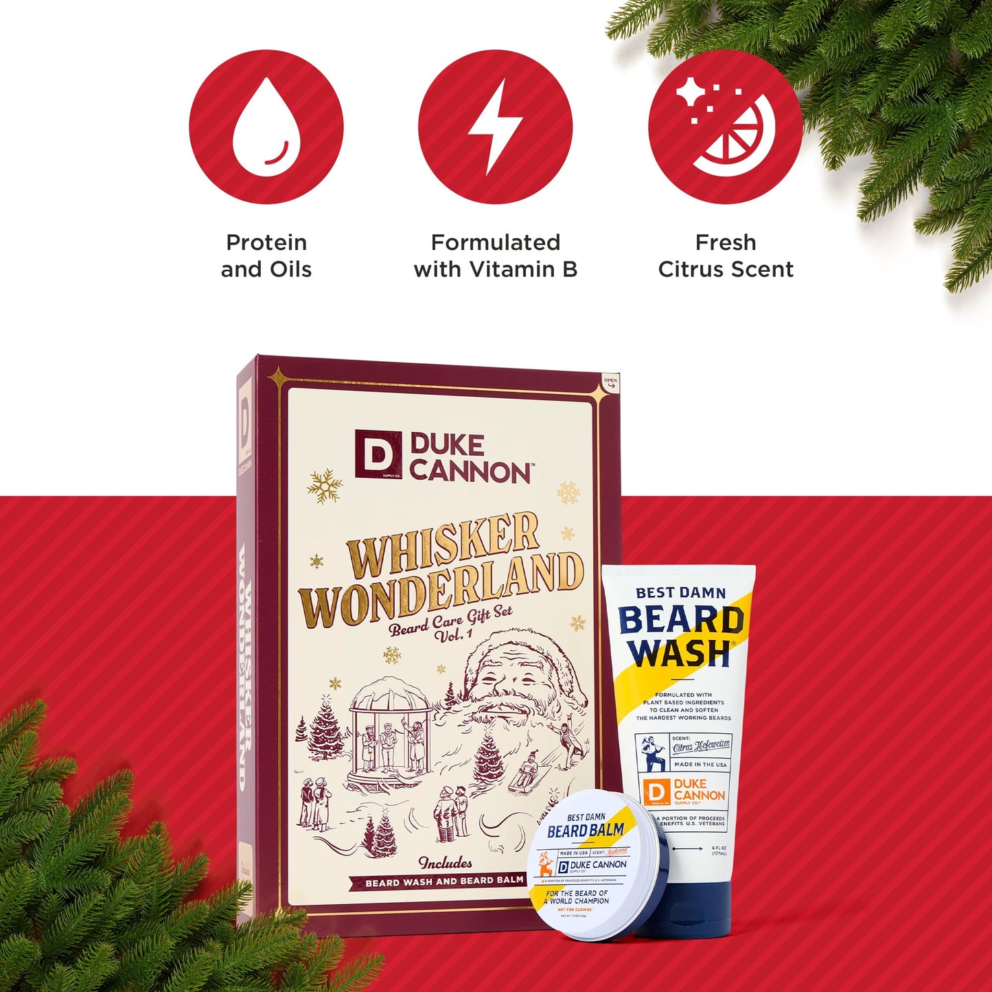 Duke Cannon Whisker Wonderland Beard Care Gift Set - Beard Wash + Beard & Face Lotion - Holiday Kit for Men - Barley & Wheat Protein - Vitamin B & E Beauty and Personal Care Duke Cannon Supply Co.
