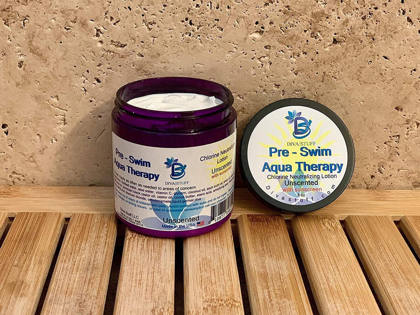 Diva Stuff Pre-Swim Aqua Therapy Chlorine Neutralizing Body Lotion, Protects Skin From Chlorine and Salt Water, 3 Pack, 8 oz - Made in the USA Beauty & Personal Care Diva Stuff