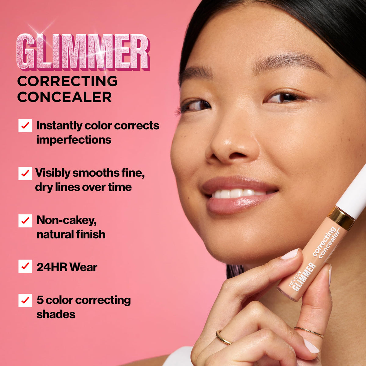 Revlon Glimmer Correcting Concealer, Liquid Under Eye Makeup, Made with Caffeine, Vitamin C, & Stevioside, 105, 0.3 fl oz Beauty & Personal Care REVLON