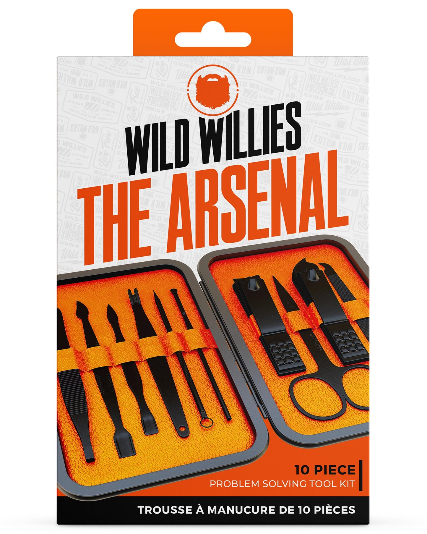 Wild Willies 10-Piece Pedicure & Manicure Kit for Men & Women - Includes Nail Clippers, Scissors, Tweezers, Files - Compact Travel Nail Grooming Kit Beauty & Personal Care Wild Willies