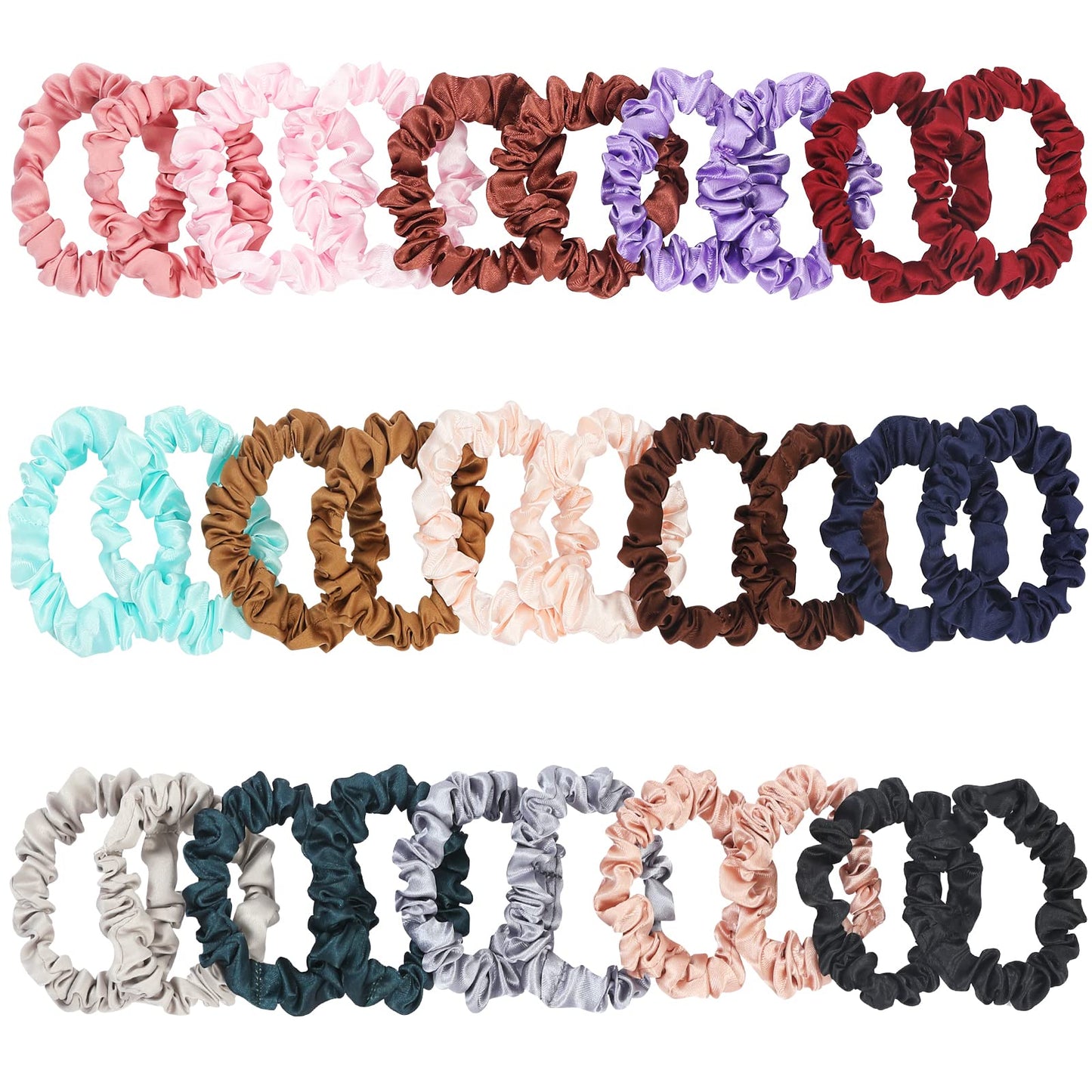 KECUCO 30Pcs Small Silk Satin Hair Scrunchies, Hair Ties for Women Girls Hair Accessories Gift (Multicolor A) Beauty and Personal Care KECUCO Default Title