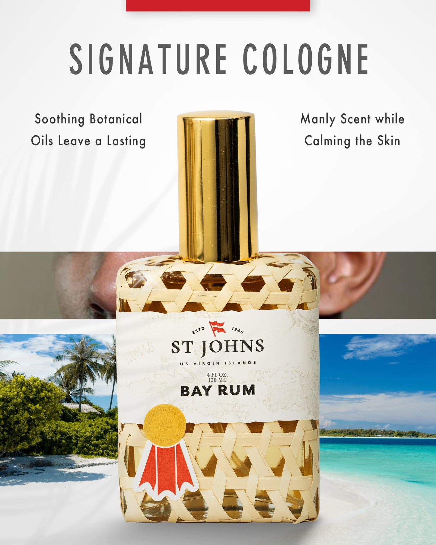 St. John Bay Rum Aftershave and Cologne - Made with Bay Leaves from The Virgin Islands - Bay Leaf After Shave Fragrance for Men - (4 oz) Beauty and Personal Care St. John