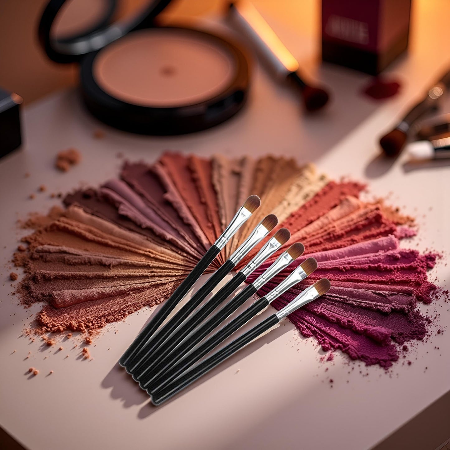 6Pcs Black Professional Shader Eyeshadow Brush - All Over Short Flat Shader Eye Makeup Brush with Dense Rounded Natural Hair Bristles to Pack Eye Beauty & Personal Care GANPUB