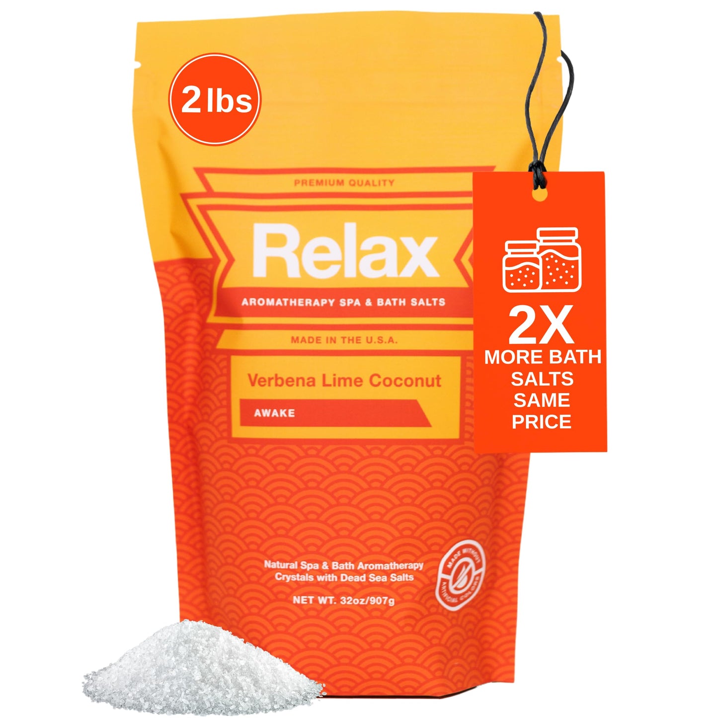 Relax Spa & Bath Aromatherapy Bath Salts for Hot Tub, Bath, or Spa, 2LB Bag Infused with Magnesium, Bath Salt for Soaking, Verbena Lime Scent Beauty and Personal Care Relax Spa & Bath