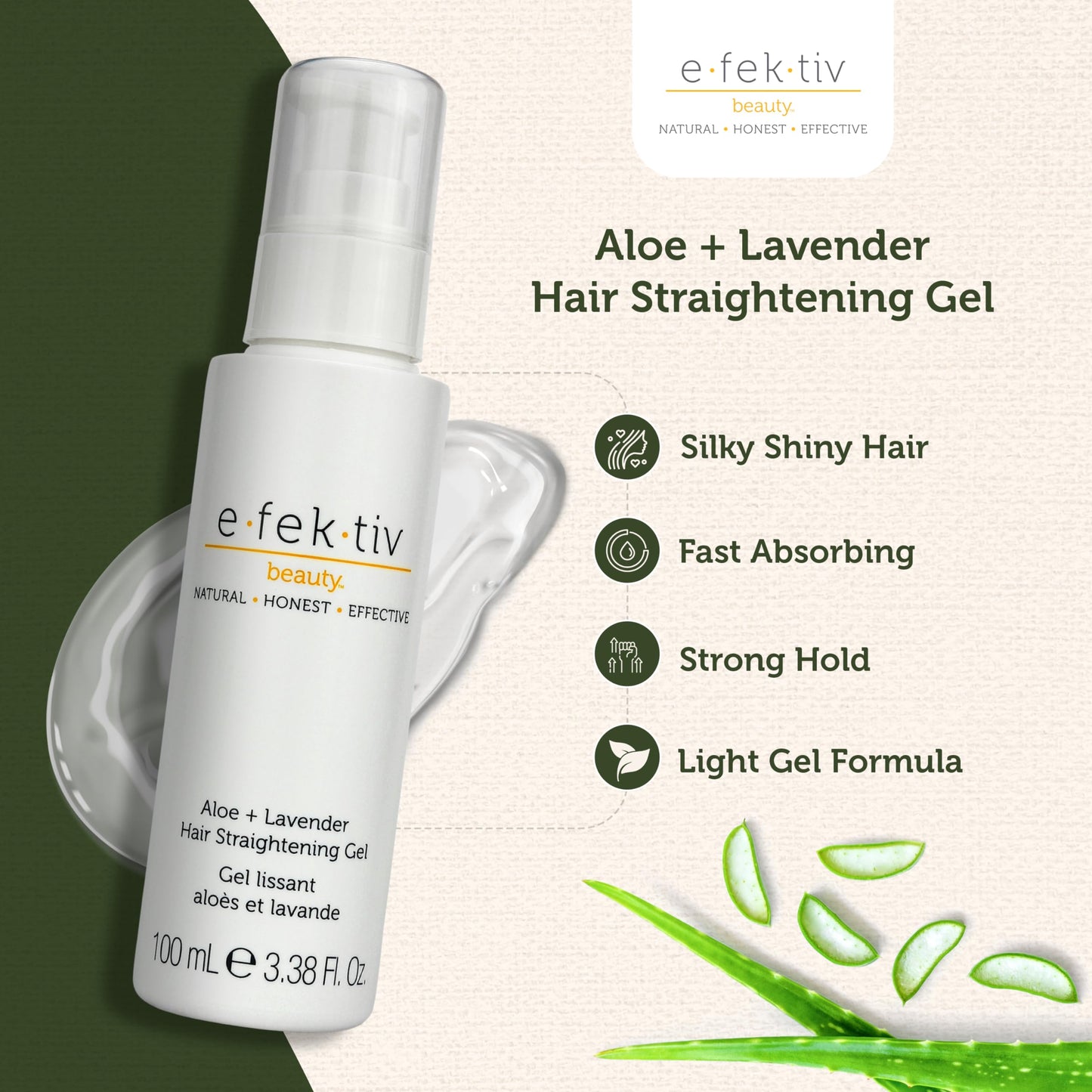 e.fek.tiv beauty Aloe Plus Lavender Hair Straightening Gel - Flexible, Natural Hold - Protective Plant Based - Smooth Infusion - Travel Size Hair Gel Beauty & Personal Care e.fek.tiv beauty