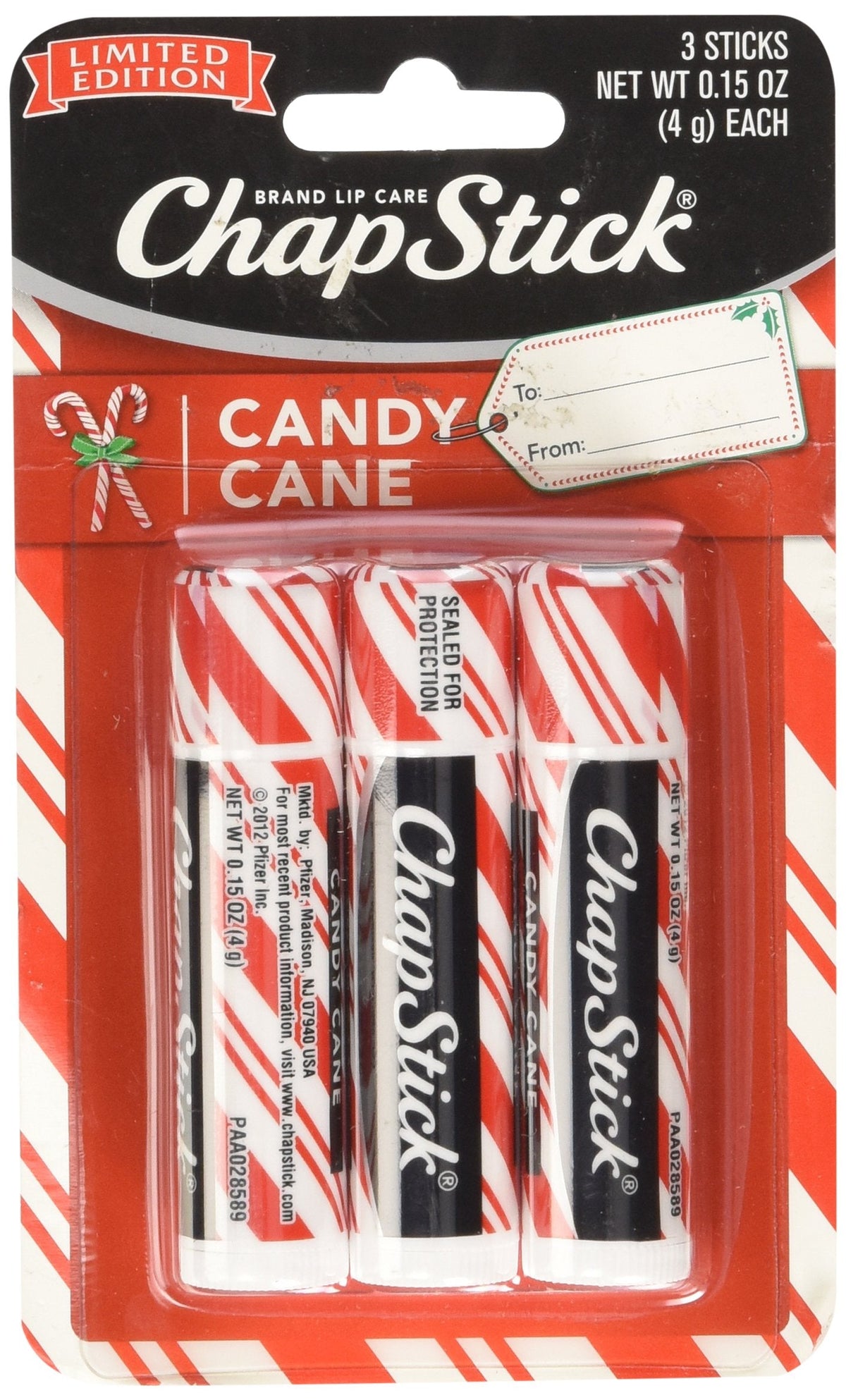 Chapstick Limited Edition Candy Cane a Pack of 3 Beauty & Personal Care ChapStick