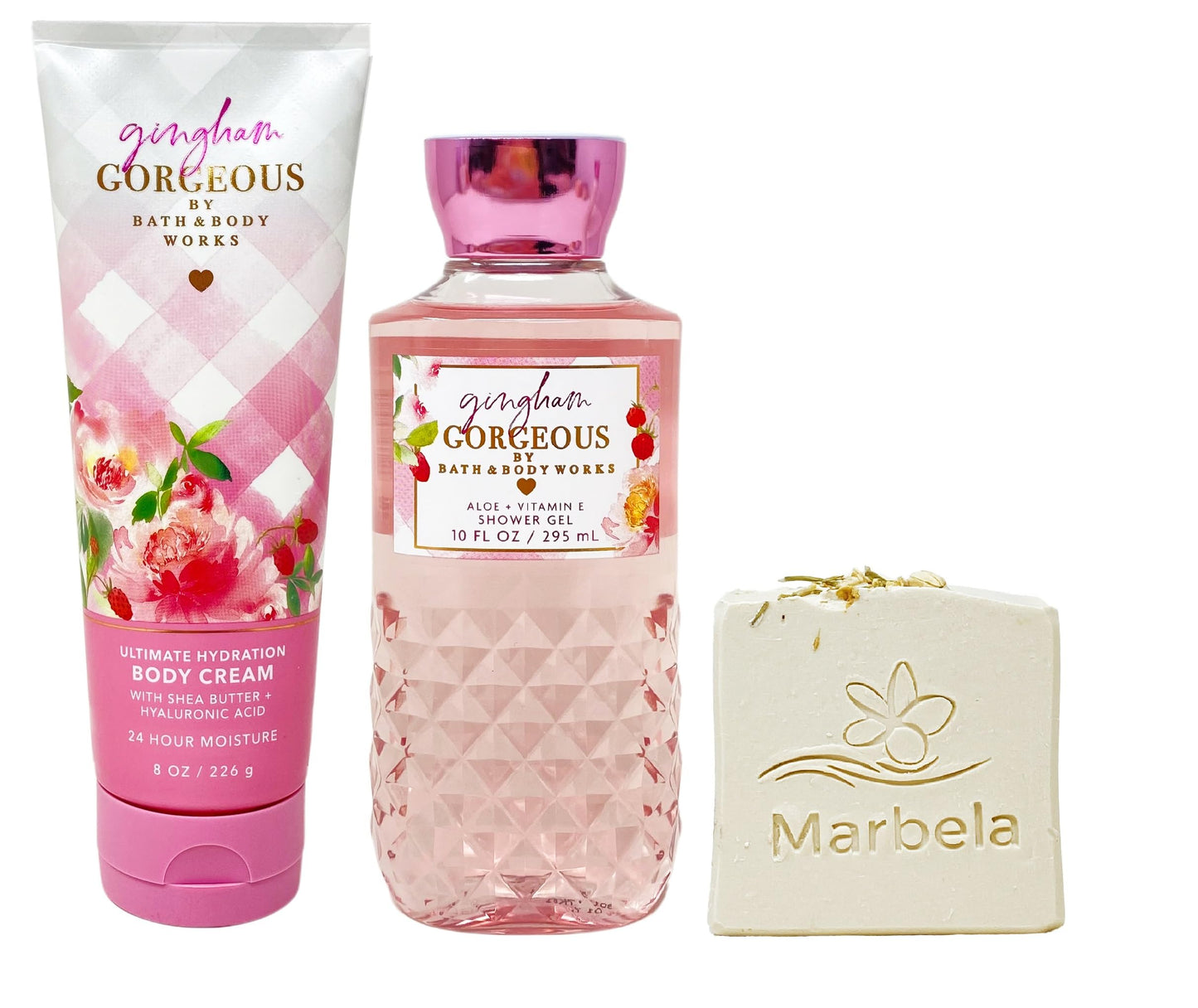Bath & Body Works Gingham Gorgeous- Duo Gift Set - Body Cream and Shower Gel With Wild Jasmine Soap., Pink Beauty and Personal Care Bath & Body Works