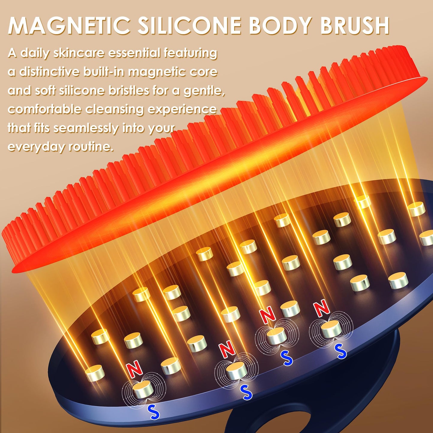 INNERNEED Magnetic Silicone Body Scrubber, Hygienic Shower Brush, Red Beauty and Personal Care INNERNEED