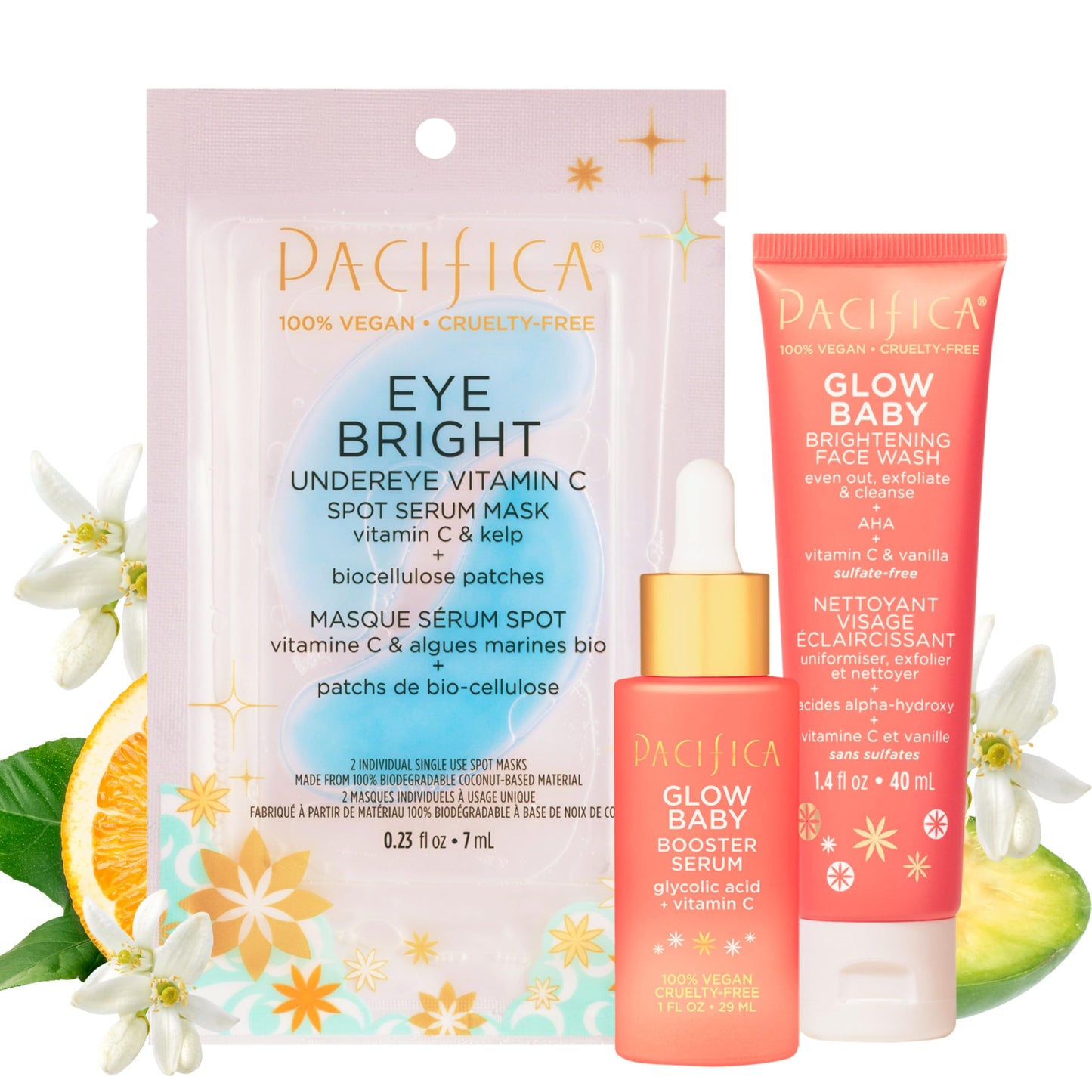 Pacifica Beauty | Glow Baby Vitamin C Trial + Value Kit | 3-Piece Skin Care Gift Set | Travel Friendly | Brightening Face Serum, Face Wash/Cleanser Beauty & Personal Care Pacifica