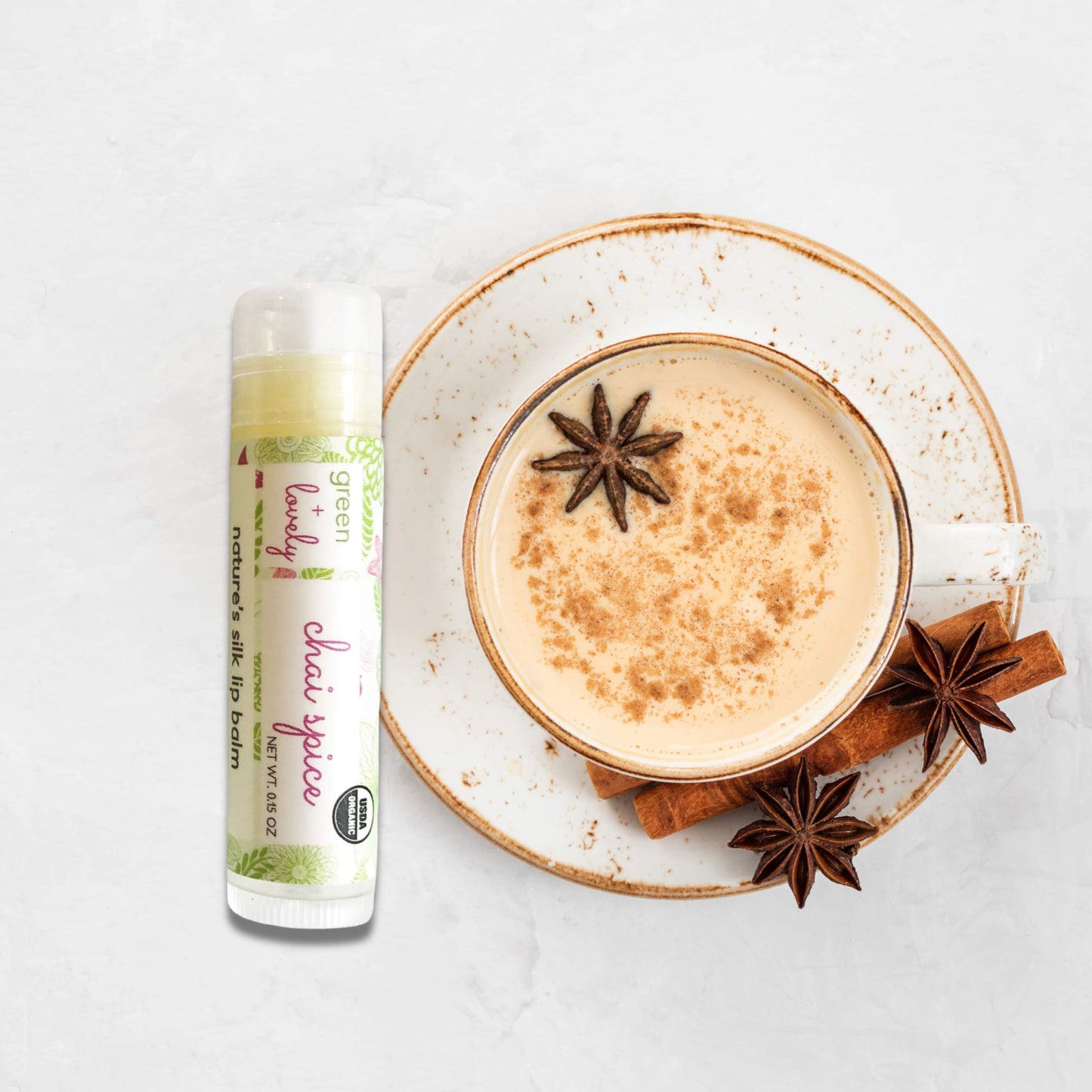 Organic Certified Lip Balm Butter(3 Pack) by Green and Lovely - Chai Spice Lip Oil for Total Hydration and Repair - 0.15 oz Lip Moisturizer Tube made Beauty and Personal Care Green + Lovely