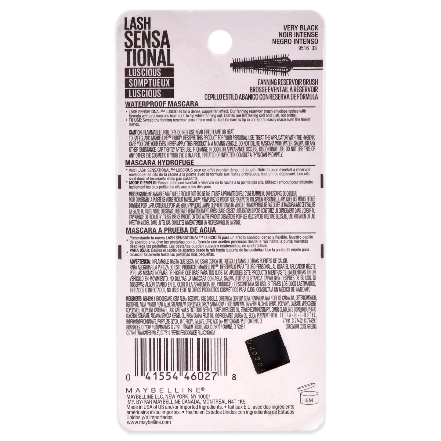 Maybelline New York Lash Sensational Luscious Waterproof Mascara, Very Black, 0.3 fl. oz. K2004600 Beauty & Personal Care MAYBELLINE