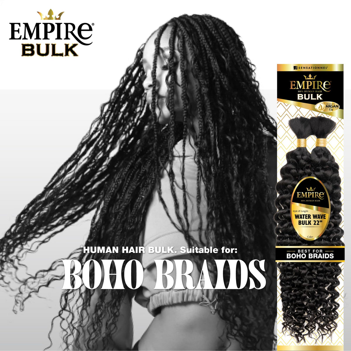 Sensationnel Empire Bulk Braiding-Water Wave,22 inch, 30 LIGHTAUBURN