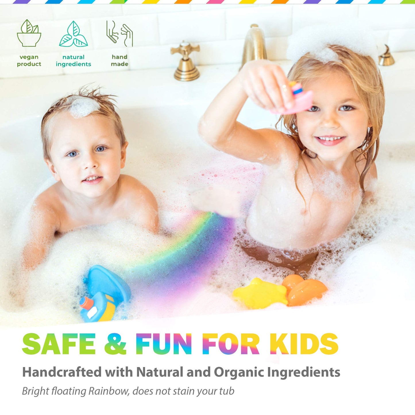 Bath Bombs for Kids - All Natural Magic Rainbow BathBombs with Organic Ingredients, Moisturizing, Vibrant Colors & Rich Bubbles, Cloud Bath Bombs Beauty and Personal Care Mineral Me California