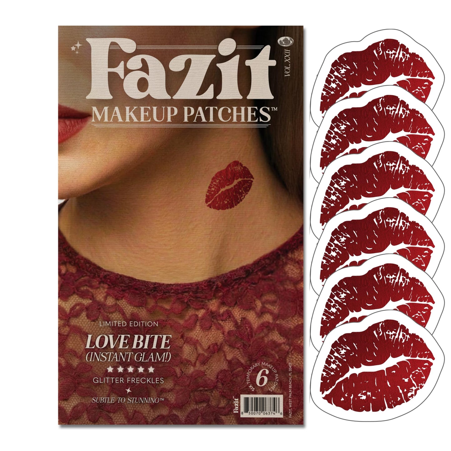 Fazit Makeup Patches - Love Bite - Glow Up Make-Up Patches - Cute Glitter Makeup Accessories For Women - Cosmetic Glitter For Face Beauty & Personal Care Fazit
