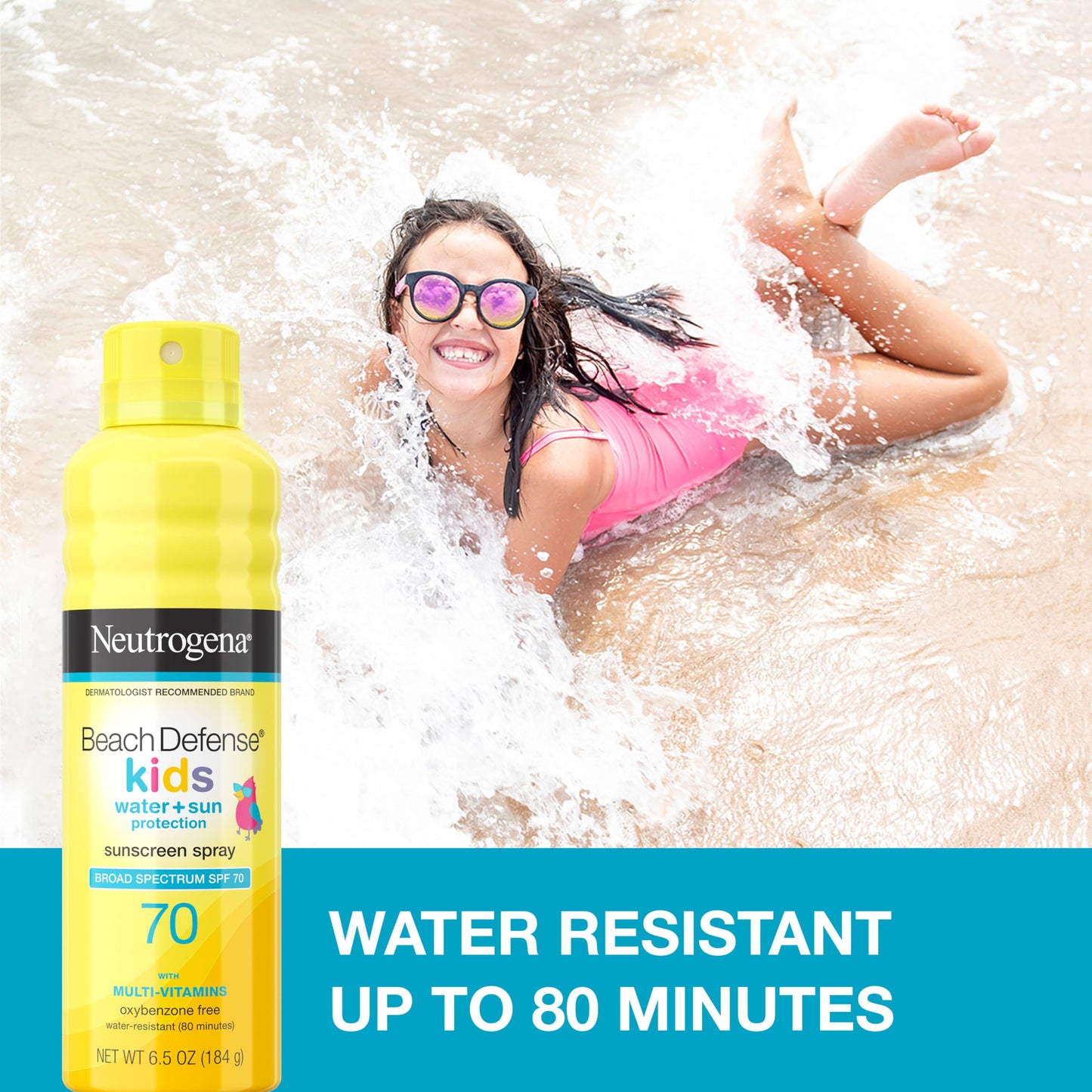 Neutrogena Beach Defense Kids Sunscreen Spray SPF 70, Water-Resistant Spray Sunscreen, Broad Spectrum Protection, Oxybenzone-Free & Fast-Drying, Beach Beauty and Personal Care Neutrogena