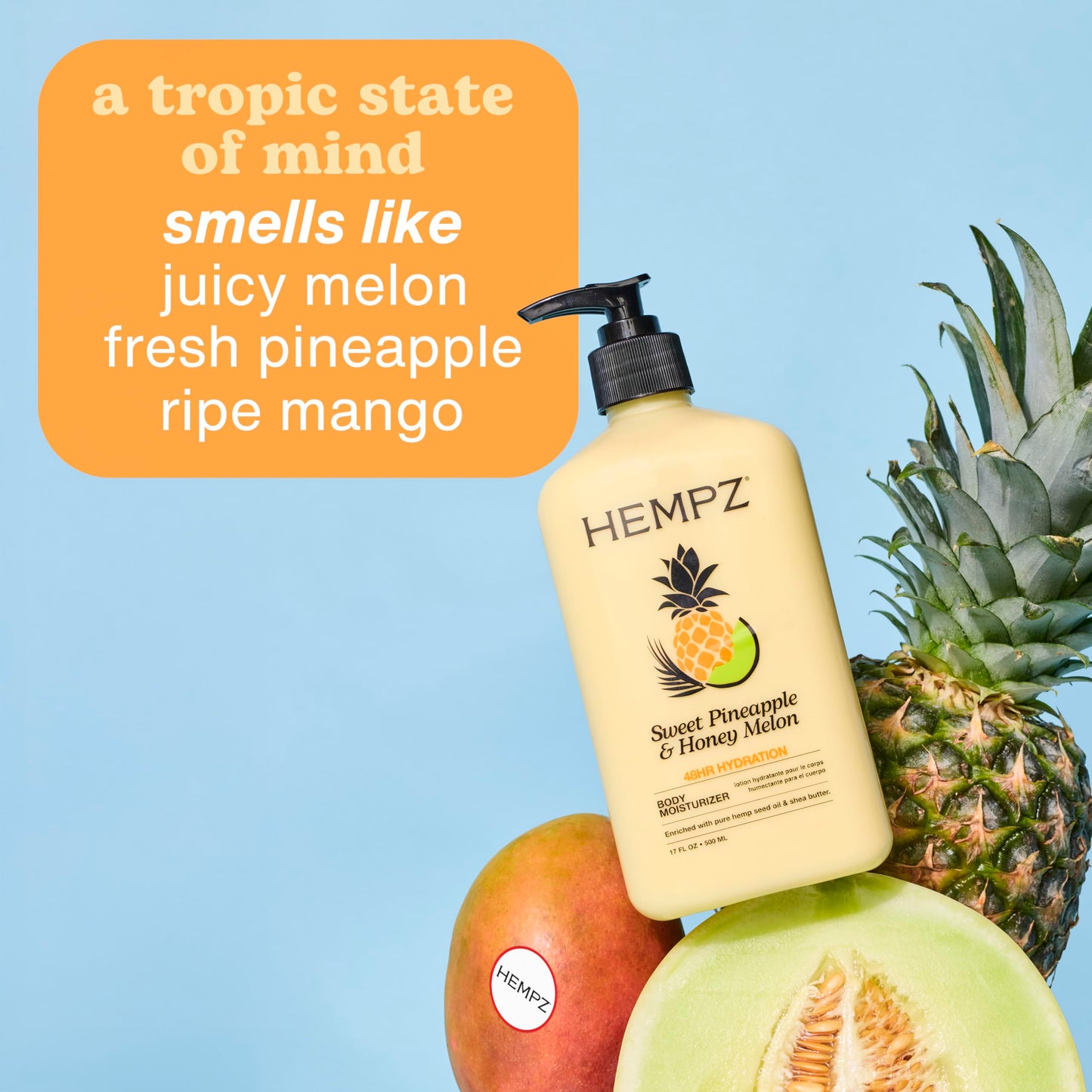 Hempz Body Lotion - Sweet Pineapple & Honey Melon Daily Moisturizing Cream, Shea Butter, Aloe, Orange Extract Body Moisturizer - Skin Care Products Beauty & Personal Care Hempz