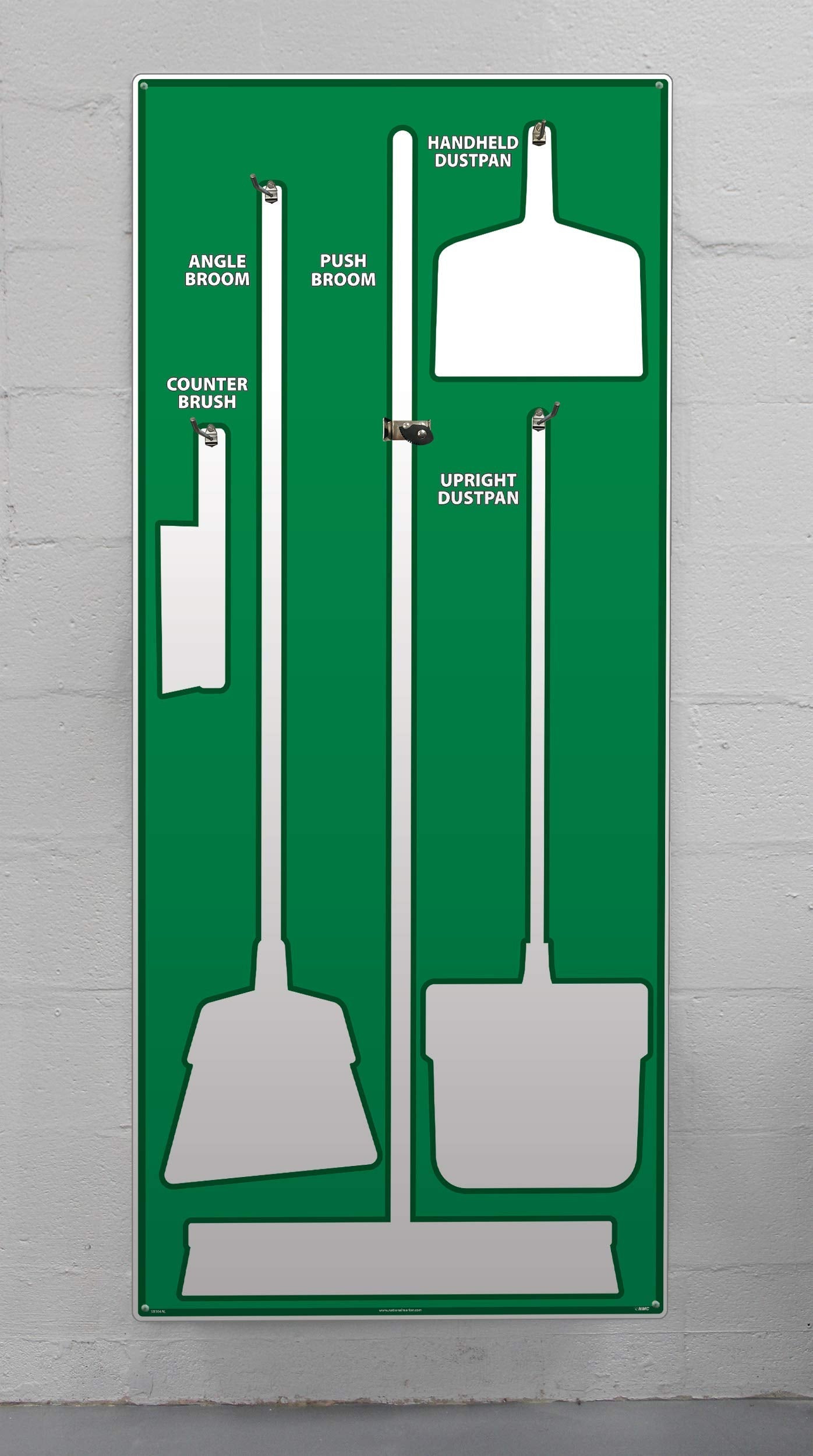 NMC SB104AL 5S Janitorial Shadow Board, Green/White, 68"X30", Heavy-DutyAluminum (Tools Sold Separately) Beauty & Personal Care NMC