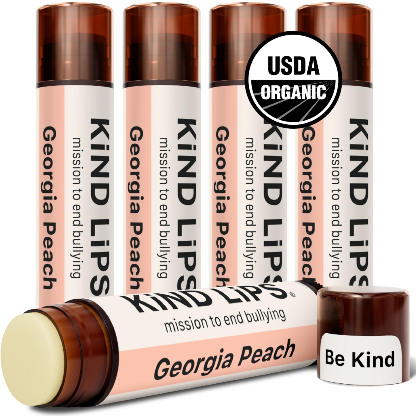 Kind Lips Lip Balm - Nourishing & Moisturizing Lip Care with Shea Butter, Beeswax & Vitamin E | Georgia Peach Flavor | 0.15 Oz (Pack of 5) Beauty & Personal Care Kind Lips
