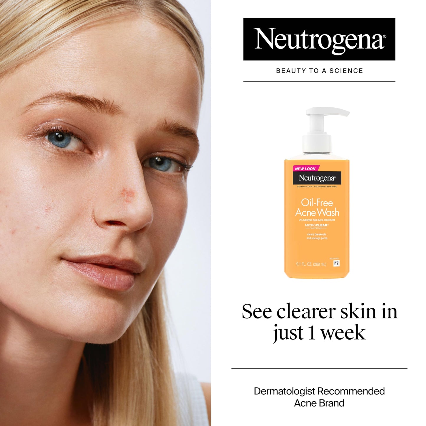 Neutrogena Oil-Free Acne Face Wash - Facial Cleanser with Salicylic Acid, Daily Cleanser for Oily & Acne-Prone Skin, Clears & Helps Prevent Breakouts Beauty & Personal Care Neutrogena