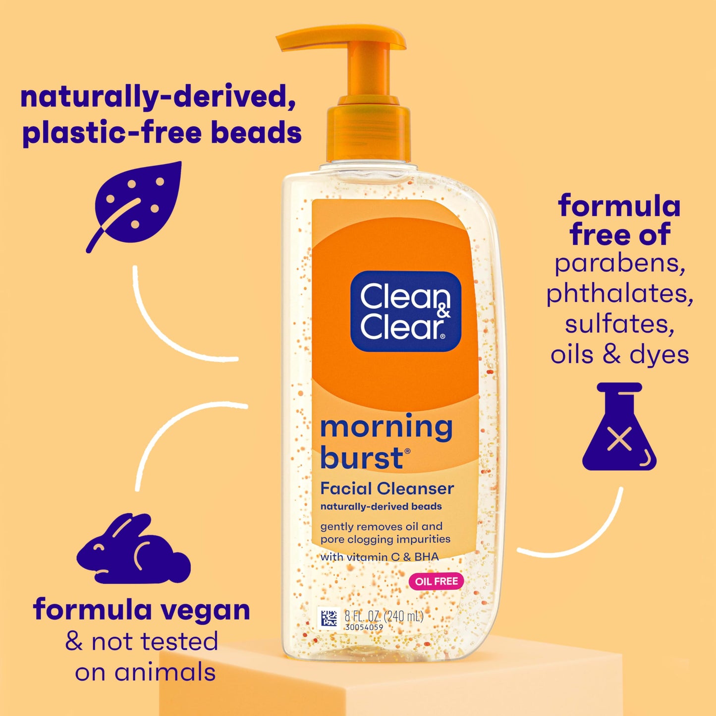 Clean & Clear Morning Burst Oil-Free Facial Cleanser with Vitamin C & BHA, Daily Nourishing Face Wash Gently Cleanses to Remove Oil & Pore Clogging Beauty & Personal Care Clean & Clear