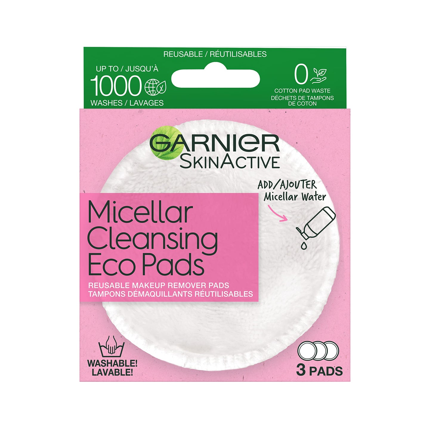 Garnier Micellar Cleansing Eco Pads, Reusable, 3 Ultra-soft Microfiber Pads, 1 Count (Packaging May Vary) Beauty & Personal Care Garnier