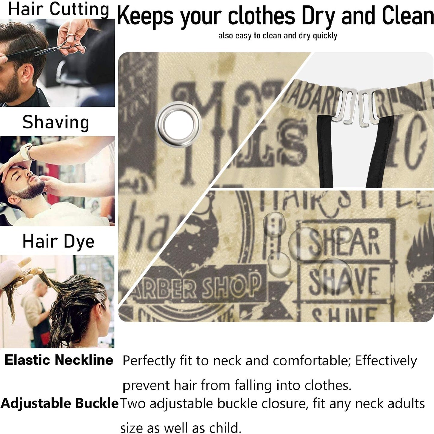 visesunny Vintage Hairdressing Pattern Barber Cape Anti-Static Hair Cutting Cape with Snap Closure Professional Salon Polyester Beard Shaving Bib Beauty and Personal Care visesunny
