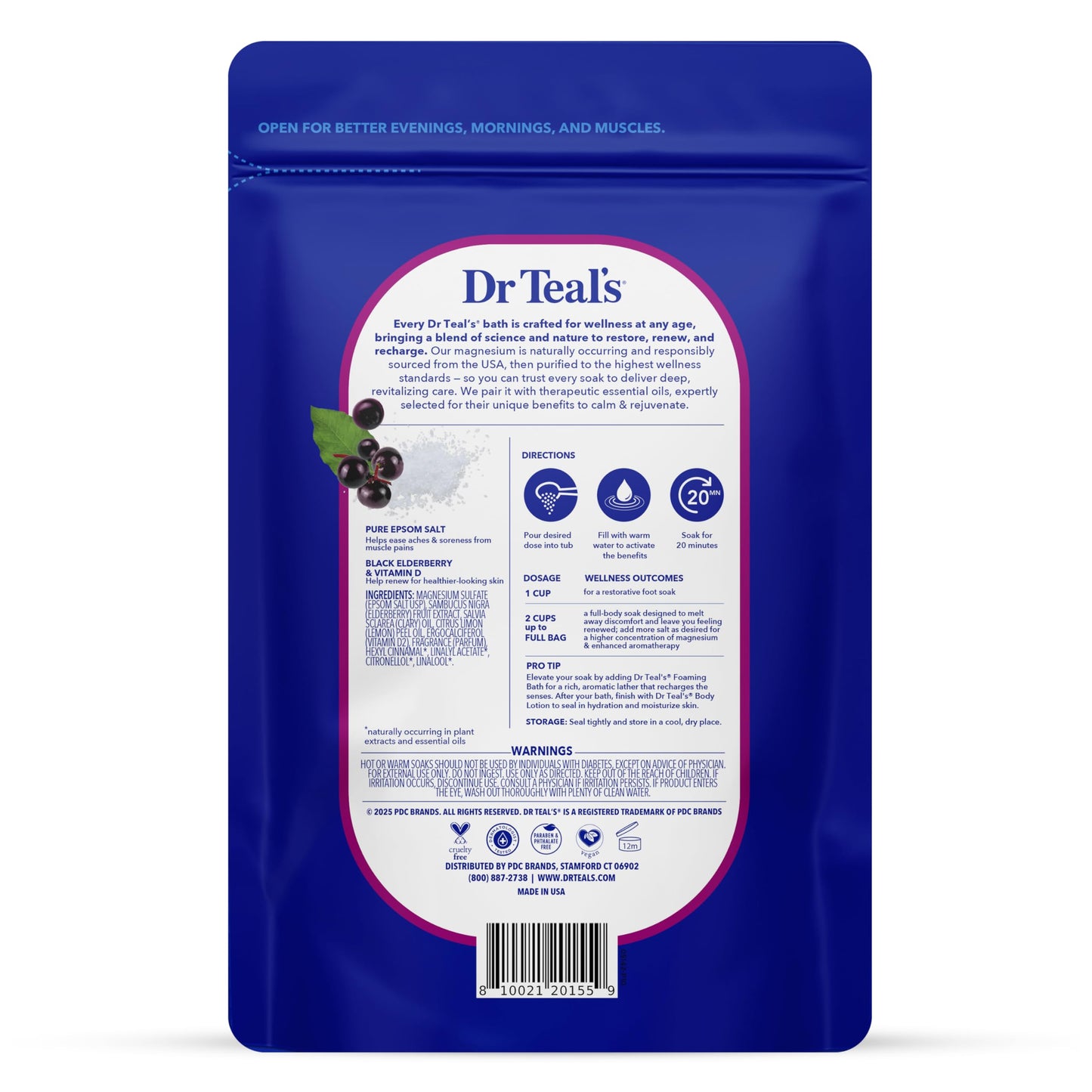 Dr Teal's Epsom Salt Magnesium Soak, Black Elderberry with Vitamin D, 3 lbs Beauty and Personal Care Dr Teal's