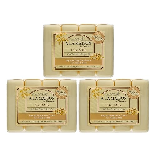 A LA MAISON Oat Milk Bar Soap - Triple French Milled Natural Moisturizing Hand Soap Bar (12 Bars of Soap, 3.5 oz) Beauty & Personal Care A LA MAISON