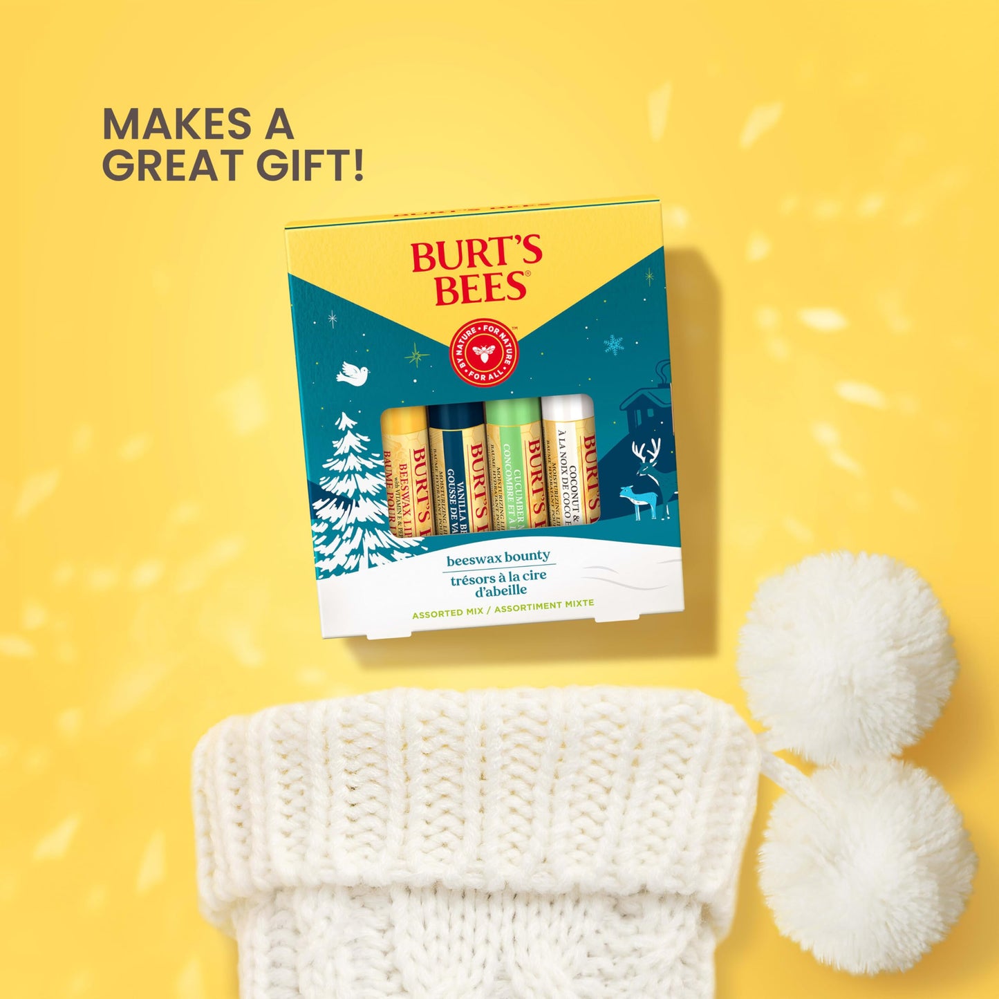 Burt's Bees 4 Lip Balm Stocking Stuffers Products, Assorted Mix Set - Classic Beeswax, Vanilla, Cucumber Mint & Coconut and Pear (Pack of 4) Beauty & Personal Care Burt's Bees