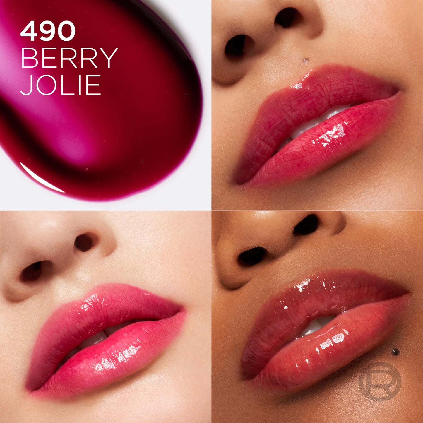 L'Oreal Paris Plump Ambition Hyaluron Lip Oil, 24 HR Lip Gloss with Hyaluronic Acid, Volumizing Formula with Glass-Like Shine, Berry Jolie 490, 0.16 Beauty & Personal Care L'Oreal Paris