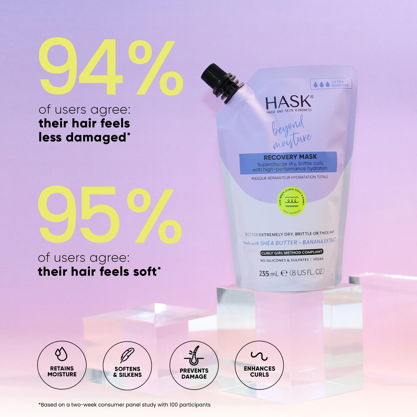 HASK Beyond Moisture Recovery Mask with Shea Butter & Banana Extract for Wavy, Curly, Coily & Kinky Hair, Softens, Moisturizes, Prevents Damage Beauty & Personal Care HASK