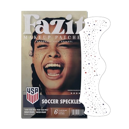Fazit US Soccer Speckles - Red, Blue & Silver Glitter Makeup Patches - Waterproof & Sweat-proof Face Stickers - Long-Lasting Game Day Glam, USA Spirit Beauty & Personal Care Fazit