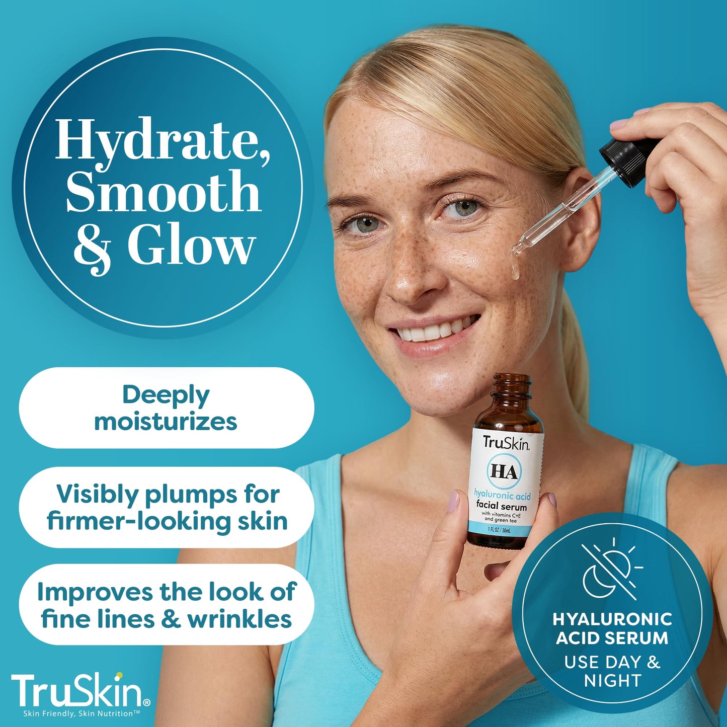 TruSkin Hyaluronic Acid Serum for Face - 7 Ultra-Hydrating Ingredients - Moisturizing & Plumping Facial Serum for Smooth, Healthy-Looking Skin, 2 Fl Beauty & Personal Care TruSkin