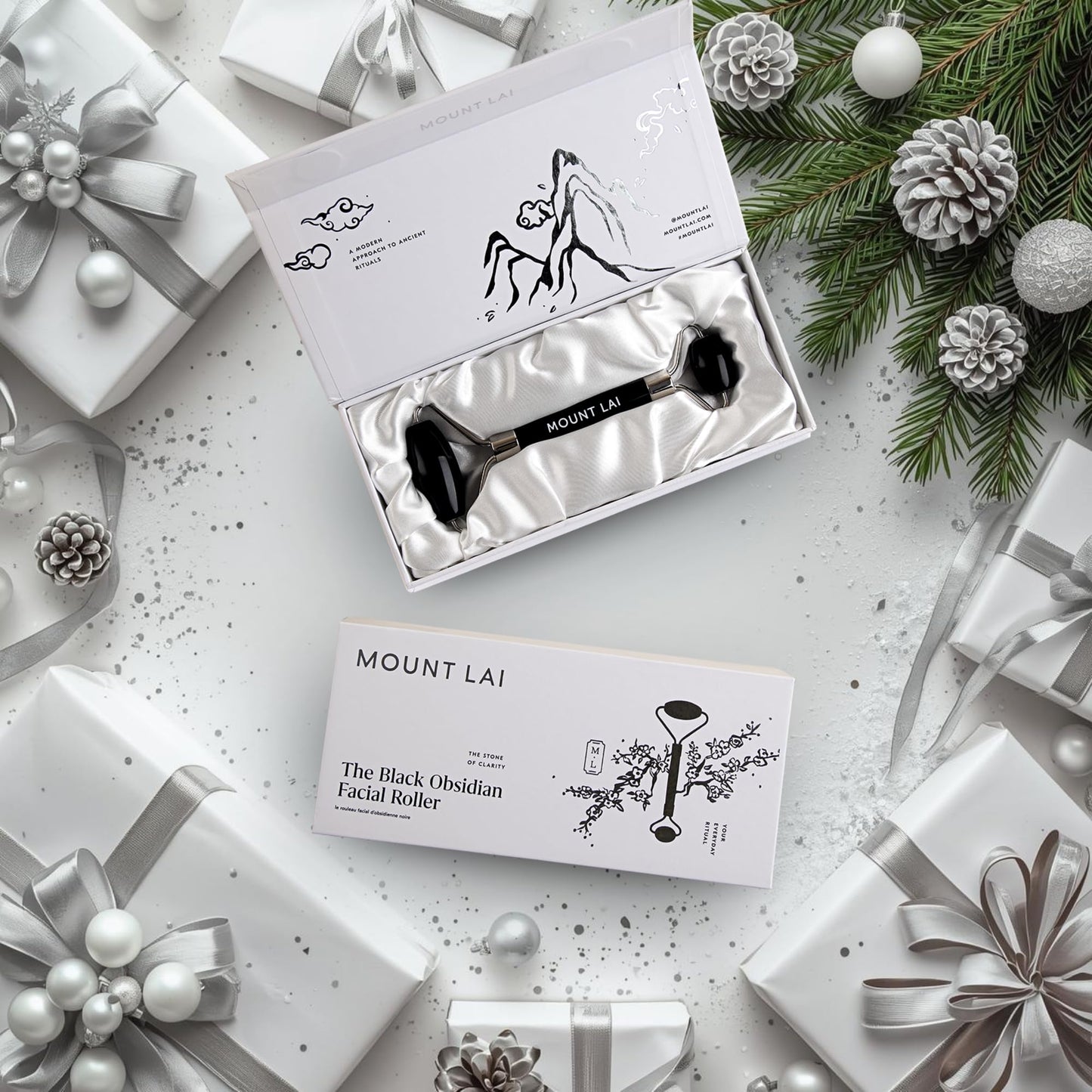 Mount Lai Warming Black Obsidian Facial Roller - The Stone of Clarity, Detoxifying Face Roller Tool for Purified Skin, Relaxation & Improved Beauty & Personal Care Mount Lai