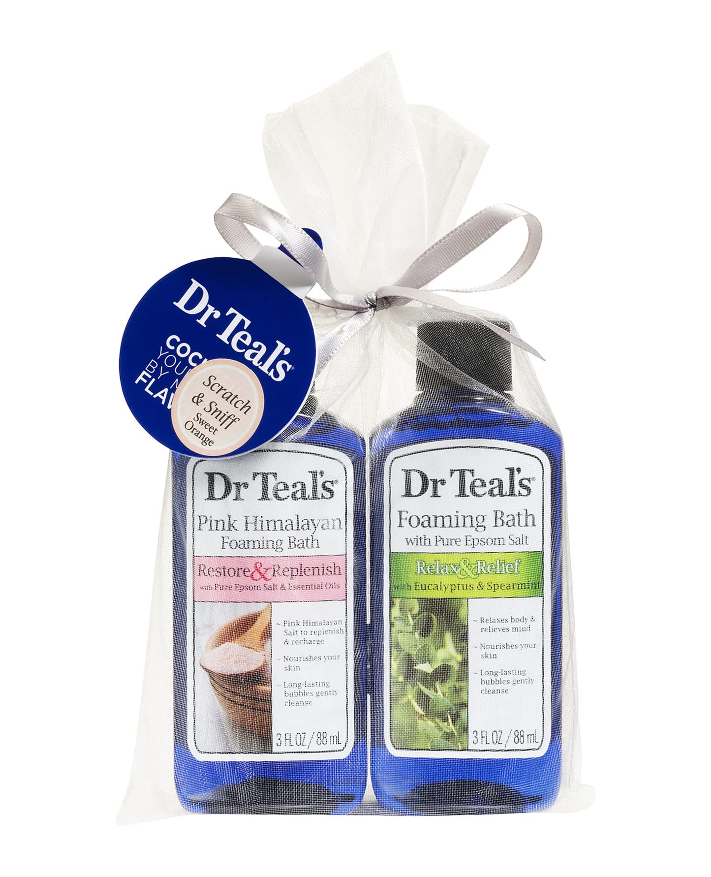 Dr Teal's Foaming Bath Holiday Gift Combo Pack (6 fl oz Total): Restore & Replenish with Pink Himalayan Salt and Relax & Relief with Eucalyptus Beauty and Personal Care Dr Teal's