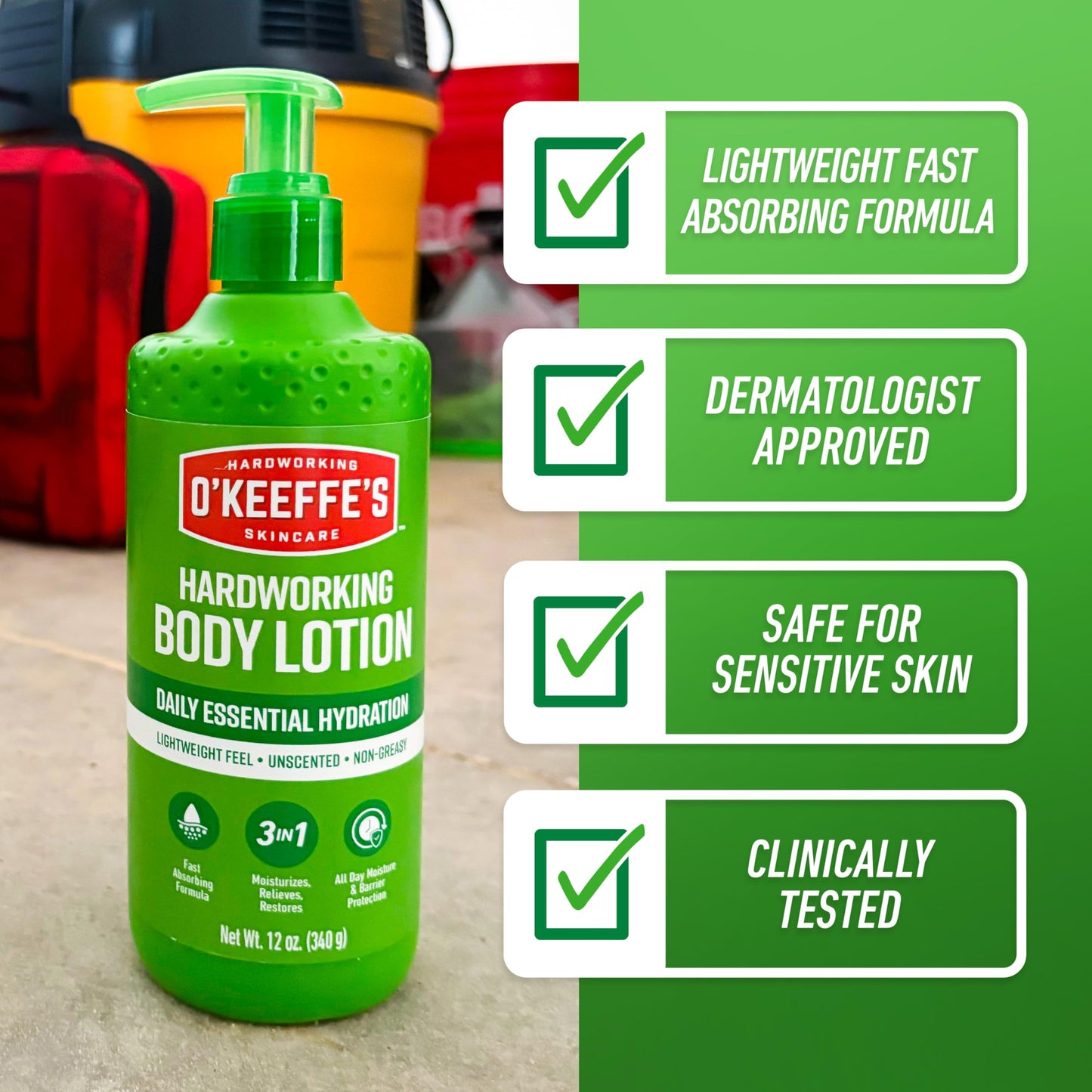 O’Keeffe’s Hardworking Body Lotion, Deep Hydration for Extremely Dry & Cracked Skin, 12 oz Pump (2 Pack), Fragrance-Free & Hypoallergenic, Non-Greasy Beauty & Personal Care O'Keeffe's