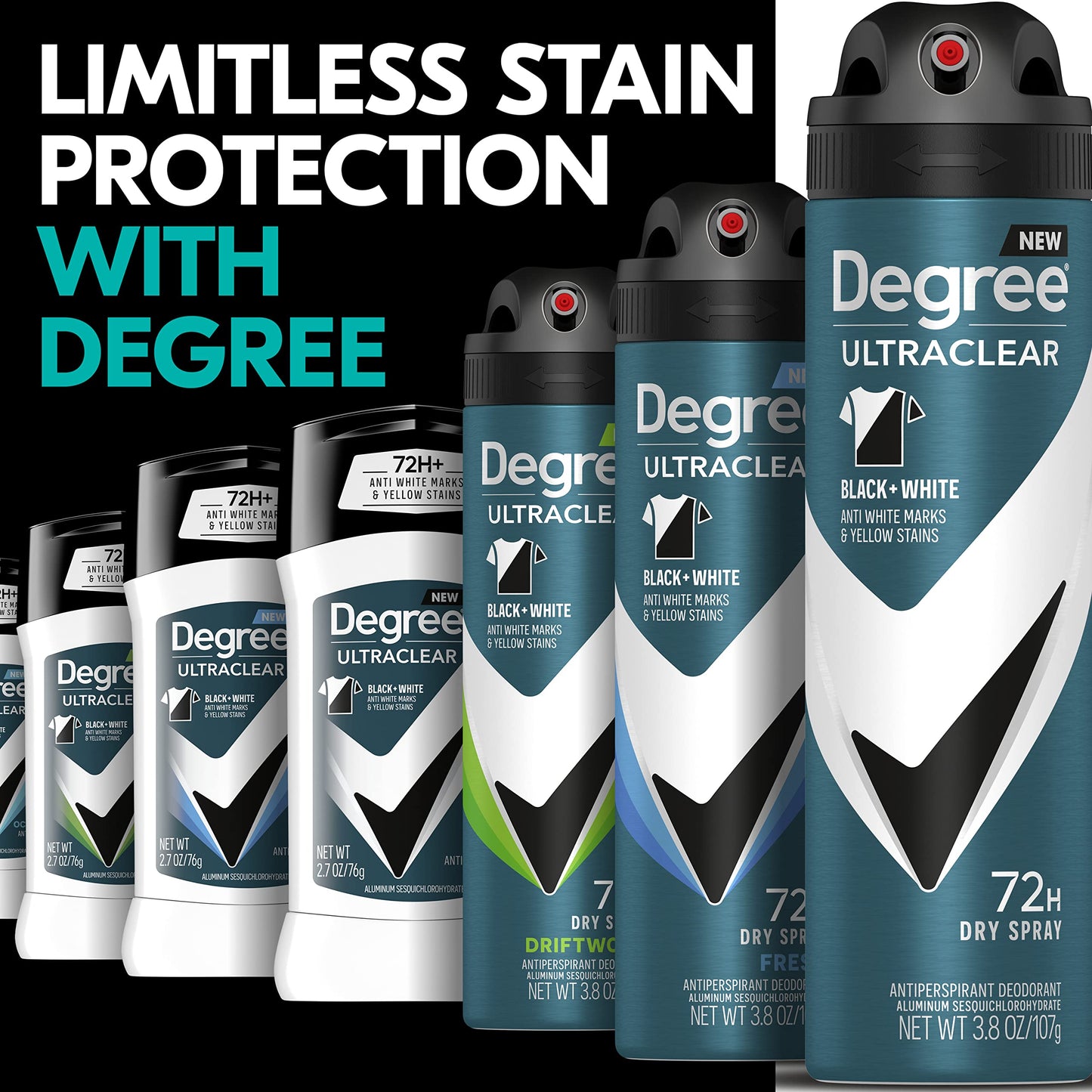 Degree Men UltraClear Antiperspirant Deodorant Black+White 2 Count 72-Hour Sweat & Odor Protection Antiperspirant For Men With MotionSense Technology Beauty and Personal Care Degree