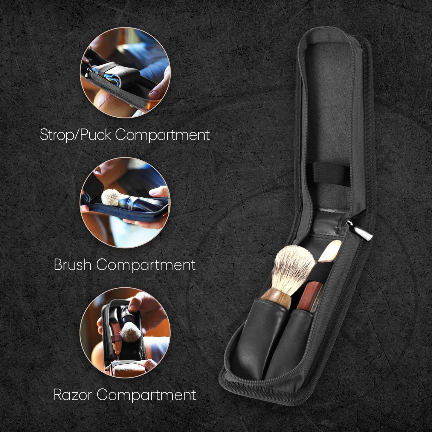 Razor Travel Case - Safety Razor Case, Straight Razor Case, Disposable Razor Case, Elegant Travel Razor Case For Your Razor & Brush, Keeps Razor Beauty and Personal Care Naked Armor