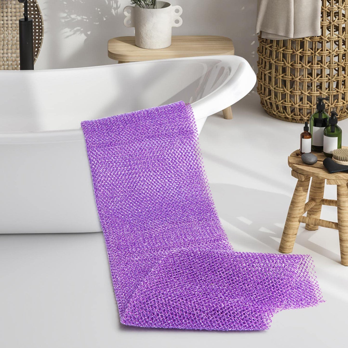 Gugull 3 Pcs African Exfoliating Net Sponge African Bath Sponge Scrubbing Rag Net African Wash Shower Long Net Body Scrubber Beauty & Personal Care Gugull