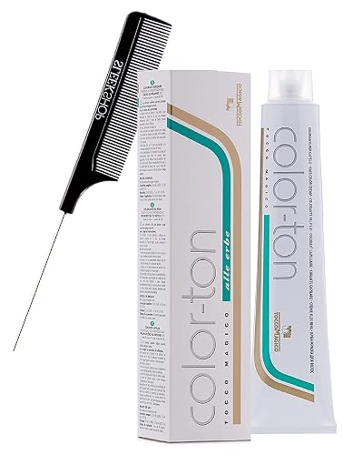 Tocco Magico Color-Ton Alle Erbe Permanent Hair Color Cream (w/Sleek Steel Pin Rat Tail Comb) Haircolor Dye Creme (4N / 4.0 Chestnut) Beauty & Personal Care Tocco Magico