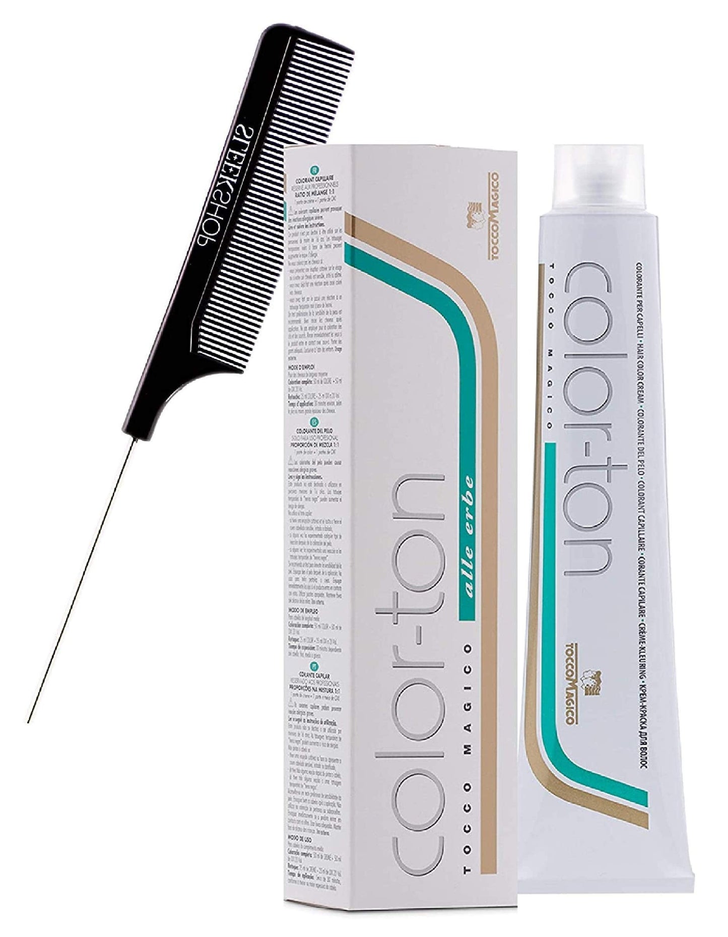 Tocco Magico Color-Ton Alle Erbe Permanent Hair Color Cream (w/Sleek Steel Pin Rat Tail Comb) Haircolor Dye Creme (4N / 4.0 Chestnut) Beauty & Personal Care Tocco Magico