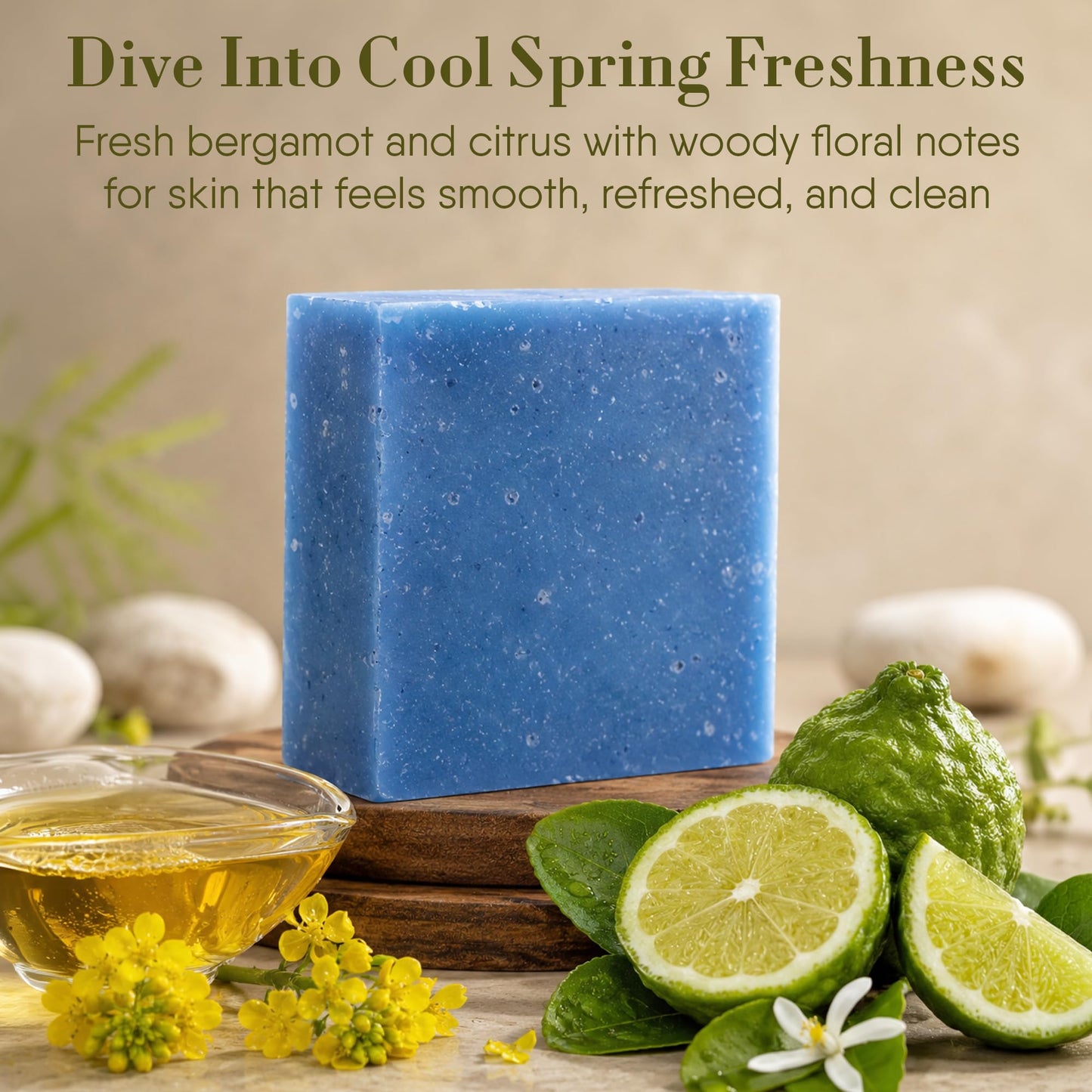 360Feel Cool Spring Scrub Soap - Made in The USA - Castile Handmade, All-Natural, Cold-Processed - Infused with Essential Oils for Gentle Exfoliation Beauty & Personal Care 360Feel