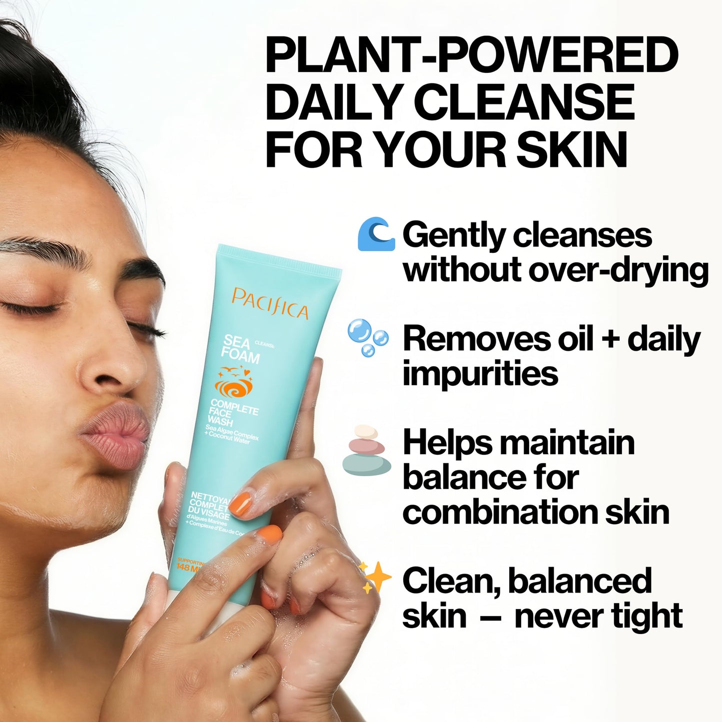 Pacifica Beauty Sea Foam Face Wash, Daily Gentle Foaming Cleanser, With Coconut Water + Sea Algae, Removes Makeup, For Combination and Oily Skin Beauty & Personal Care Pacifica