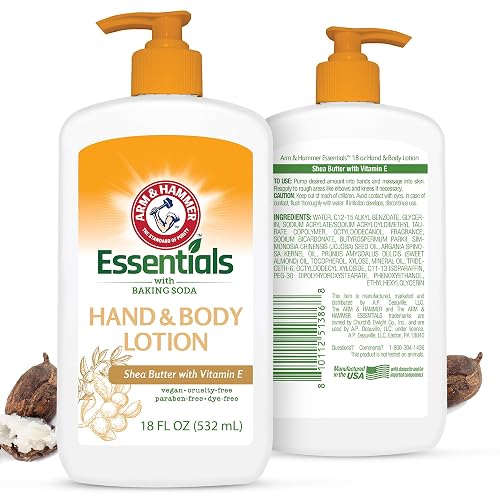 Arm and Hammer Essentials Hand & Body Lotion For Women and Men with Vitamin E 18oz Shea Butter Moisturizing Lotion for Dry Skin, Softness Beauty & Personal Care Arm & Hammer