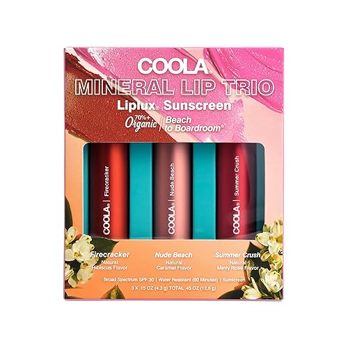 COOLA Organic Tinted Lip Balm & Mineral Sunscreen with SPF 30, Dermatologist Tested Lip Care for Daily Protection, Vegan, Variety Pack, 0.15 Oz Each Beauty & Personal Care COOLA