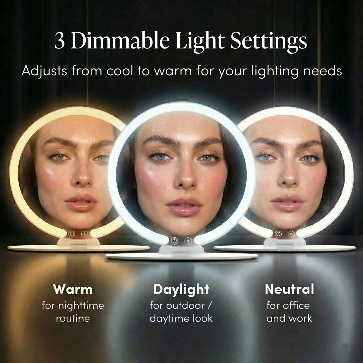 Fancii Abigail Rechargeable Travel Makeup Mirror with LED Light, 8" Foldable Stand, 3 Color Lighting Travel Mirror. Dimmable & Lightweight Portable Beauty & Personal Care Fancii