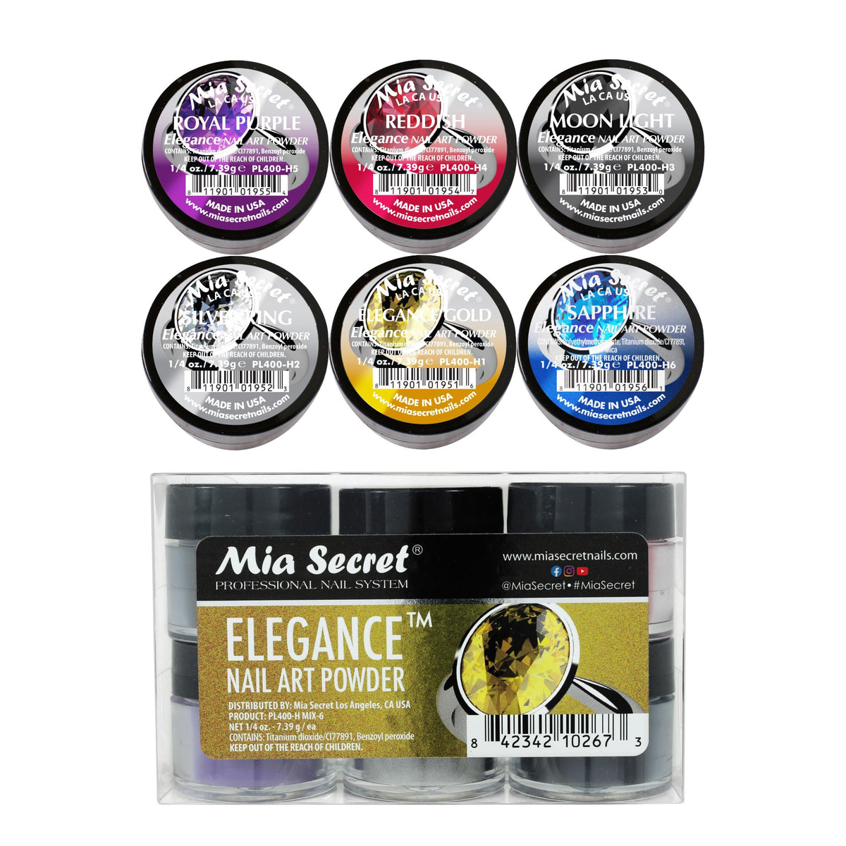 Elegance Nail Art Powder Collection(6PC)