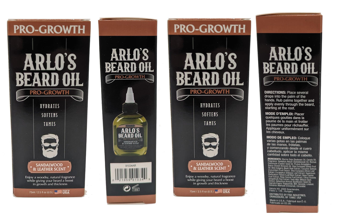 Arlo's Pro Growth Beard Oil - Sandalwood Leather Scent 2.5 oz. - Promotes Beard Hair Growth Beauty & Personal Care Arlo's