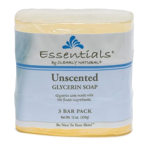 Clearly Natural Essentials Glycerin Bar Soap, Unscented, 4 Ounce, Pack of 3 (Packaging May Vary) Beauty & Personal Care Clearly Natural