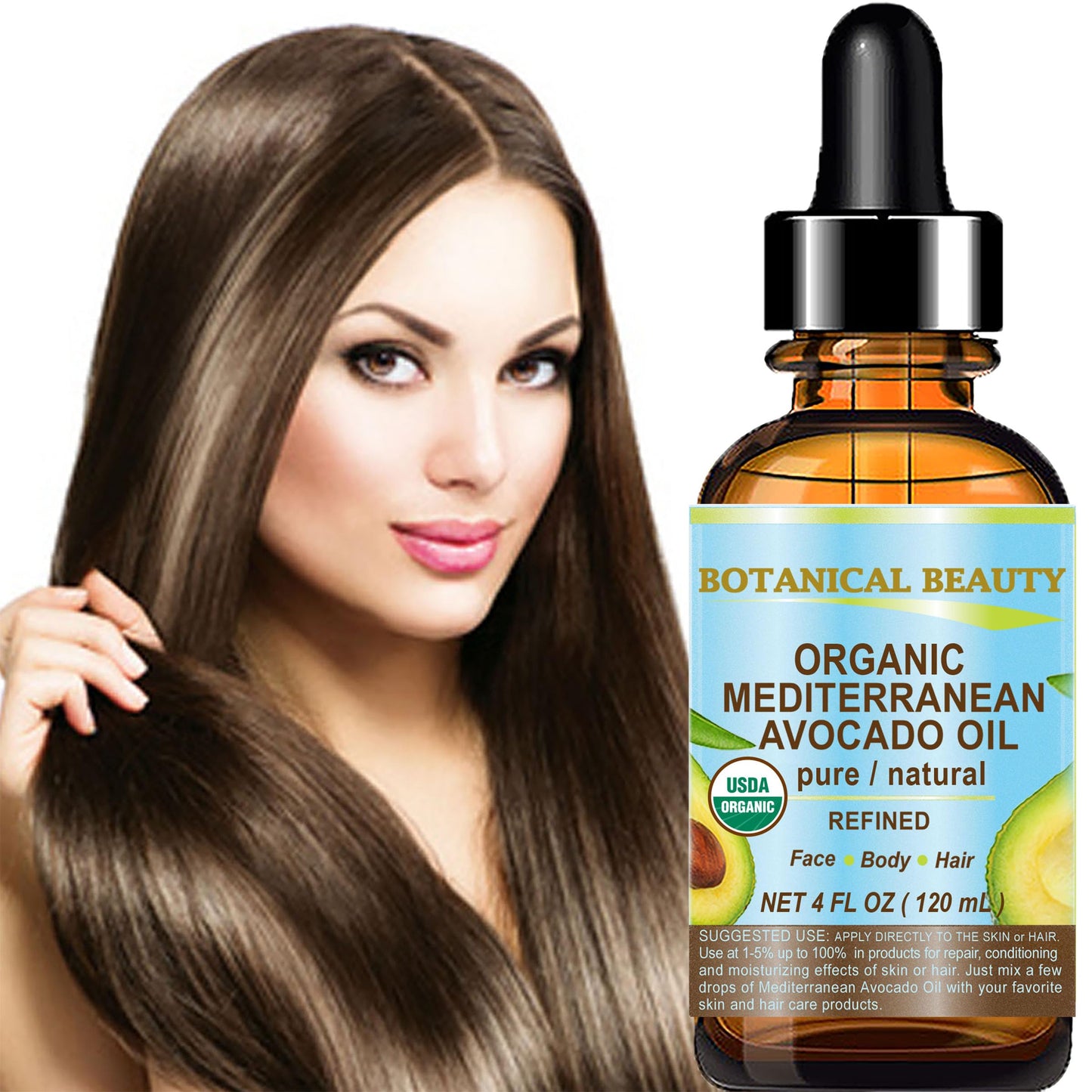 Botanical Beauty Italian ORGANIC AVOCADO OIL 100% Pure Natural Refined Undiluted Cold Pressed for Face, Body, Feet, Hair, Massage and Nail Care. 4 Fl Beauty & Personal Care Botanical Beauty